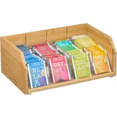 Bamboo Tea Caddies Relaxdays Bamboo Organiser 12 x 31 x 19 cm Tea Caddy