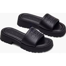 Sort Læder Slip-On Debossed Logo Sko - Sort