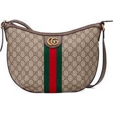 Gucci Women Messenger Bags Gucci Ophidia Logo Stripe Webbing Canvas Shoulder Messenger Bag - Brown