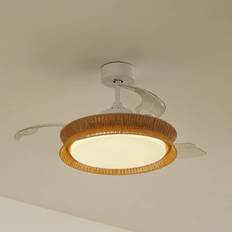 Fläktar Lucande Lineta LED Takfläkt Vit Brun Ø 103 cm