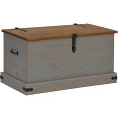 Kister vidaXL Halden Grau 91 x 48 x 47 cm Massivholz Kiefer Truhe