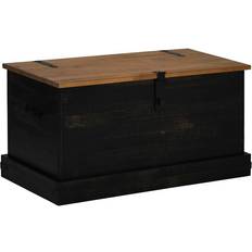 Kister vidaXL Halden Schwarz 91 x 48 x 47 cm Massivholz Kiefer Truhe