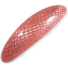 Silver Hair Clips Avalaya Pink Snake Print Acrylic Oval Barrette Hair Clip 90mm Long