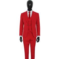 Men - Red Suits Stadler Form Slim Fit Herrenanzug Mit Weste - Rot