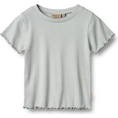 Wheat Grå Overdele Wheat Rib T-shirt Irene - Soft Blue
