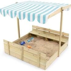 Plum Wooden Sandpit with Canopy