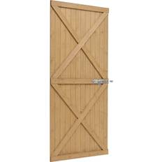 Living and Home Flat Top Pine Wood Garden Gate Kit 85 x 183 cm Brown 3 x 6 ft
