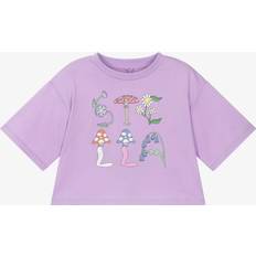 Purple Tops Stella McCartney Kids Printed Cropped Cotton Jersey T-shirt - Purple