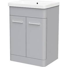 Nes Home Afern 600mm Freestanding Basin Vanity Unit Matte Grey Flat Pack