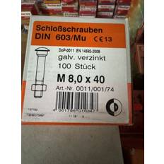 Byggmaterial Dresselhaus Låsskruv Med Mutter 8x40 mm DIN 603 100 St
