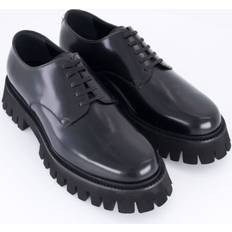 Gucci Men Low Shoes Gucci Men's Black Leather Millennial Ribot Derby Shoes - Black