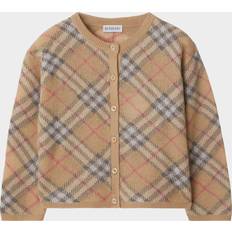 Brown Cardigans Children's Clothing Burberry Check Wool & Silk Cardigan - Beige