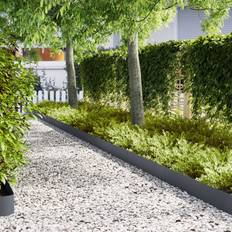 vidaXL Lawn Edgings 10 Pcs Anthracite 100x0,5x20 cm Steel