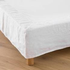 Linen - White Valance Sheets LA REDOUTE INTERIEURS Abella Short Plain 100% Washed Linen 90x200 cm Valance Sheet White