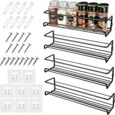 Krydderihylder Miiepls 4er Set Gewürzregal Wand Metall Ohne Bohren mit 8 Selbstklebende Haken und Schrauben