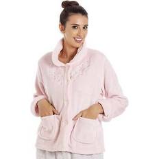 Camille Outerwear Camille Womens Super Soft Cosy Comfy Button Up Bed Jacket - Pink