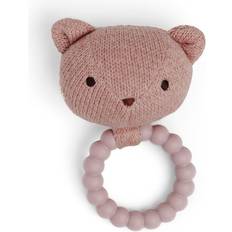 Smallstuff Rattle Bear Face On Silicone Ring Dark Rose