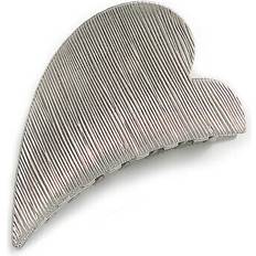 Avalaya Gunmetal Finish Scratched Heart Hair Claw 65mm Across
