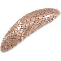 Silver Hair Clips Avalaya Gold Caramel Snake Print Acrylic Oval Barrette Hair Clip 90mm