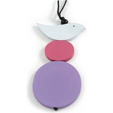 Wood Charms & Pendants Avalaya Wood Bird And Bead Pendant - Lilac/Pink/White