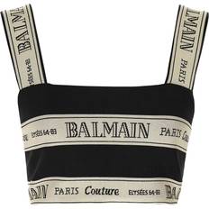 Balmain Bluser Balmain Bånd Jacquard Crop Top - Sort