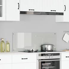 vidaXL Kitchen Backsplash Transparent Tempered Glass 110 x 40 x 0.6 cm Splash Guard