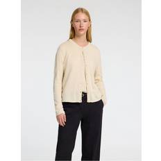 Dam - Linne Koftor Selected Linneblandning Stickad Kofta - Beige