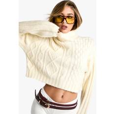 L Jumpers boohoo Womens Cable Collared Knit Jumper - Cream