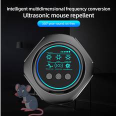 Trädgård & Utemiljö Tomtop Jms Ultrasonic Rodent Repellent 4-in-1 360 Degrees Electronic Rat Repeller Humane Mouse Traps EU Plug Black