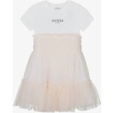 Pink Dresses Guess Junior Girls Tulle Dress - White Cotton/Pink