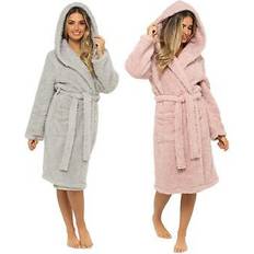 Grey Robes Daisy Dreamer Womens Teddy Hooded Robe Dressing Gown