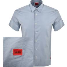 Canvas - Men Clothing HUGO Ebor Short Sleeved Straight Shirts - Open Blue