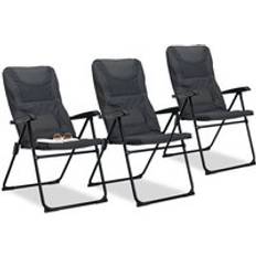 Relaxdays Padded Camping Chair 3x Set Adjustable 2-Levels Foldable Fishing Chair 107 x 60 x 68 cm