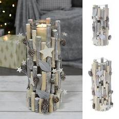 Silver Candle Holders Tall Wooden 37cm Silver 27/37cm Candle Holder
