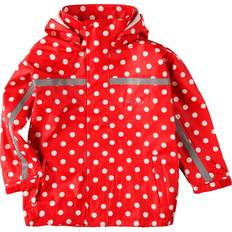 Boys - Red Rain Jackets BMS Kinder Regenjacke Softskin Buddeljacke - Rot/Weißen Punkten