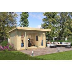 Lasita Maja Banbury 13.5 x 10 Ft Pent Roof Log Cabin 28mm (Building Area )