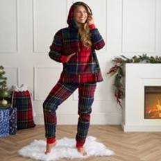 Adults Oxford Check Fleece Hoodie Set - Navy
