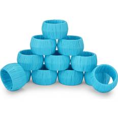 Blue Napkin Rings bodysocks Ajuny Handcrafted Raffia Rattan Sky Round Blue 1.5" 6 Napkin Ring