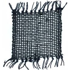 Set Of 4 Seagrass Fringe Natural Coasters Black