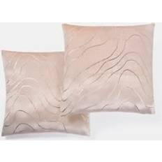 Textiles OHS 2 Pack Champagne Foil Metalllic Wave Covers 45 x 45 cm Cushion Cover Natural