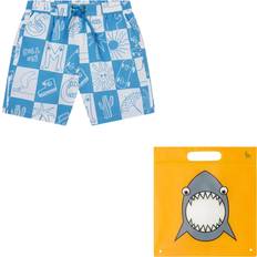 Blue Swim Shorts Stella McCartney Kids Boys Checkerboard Skater Swim Shorts - Blue/White