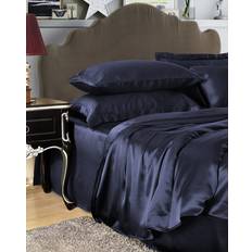Textiles LilySilk Silk Bedding Navy UK Mulberry 260W x 220L cm Duvet Cover Blue
