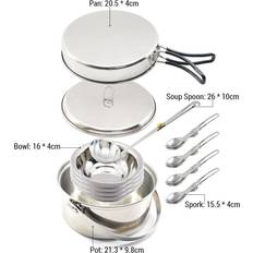 Tomtop Jms Camping Cookware Mess Kit for 4 Persons Stainless Steel Cooking Set