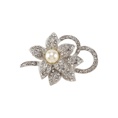 Pearl Brooches Torribaly Classy Flower Brooch Pin with Shiny Created Crystal and Pearl - Christmas Wedding