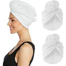 White Hair Wrap Towels Turbie Twist Deluxe Wet Dry Towel Wrap 2 Pack Bathroom 2 Count