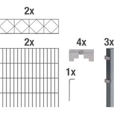 Stålnätspanel Set Bergen Dubbla Trådar 200x160 cm 4m Antracit