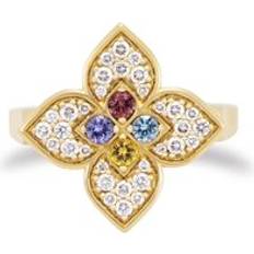 18ct Yellow Gold Diamond Mixed Gemstones Venetian Princess Carnival Ring - Yellow Gold