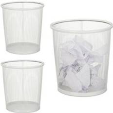 Relaxdays Set of 3 Wastebaskets 24 x 23 cm White