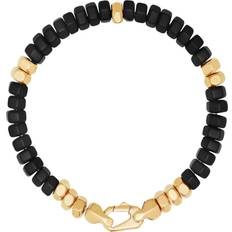 Smycken Nialaya Men's Hexagon Beaded Bracelet - Black Onyx/Gold