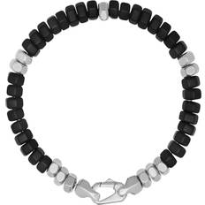 Smycken Nialaya Men's Hexagon Beaded Bracelet - Black Onyx/Silver